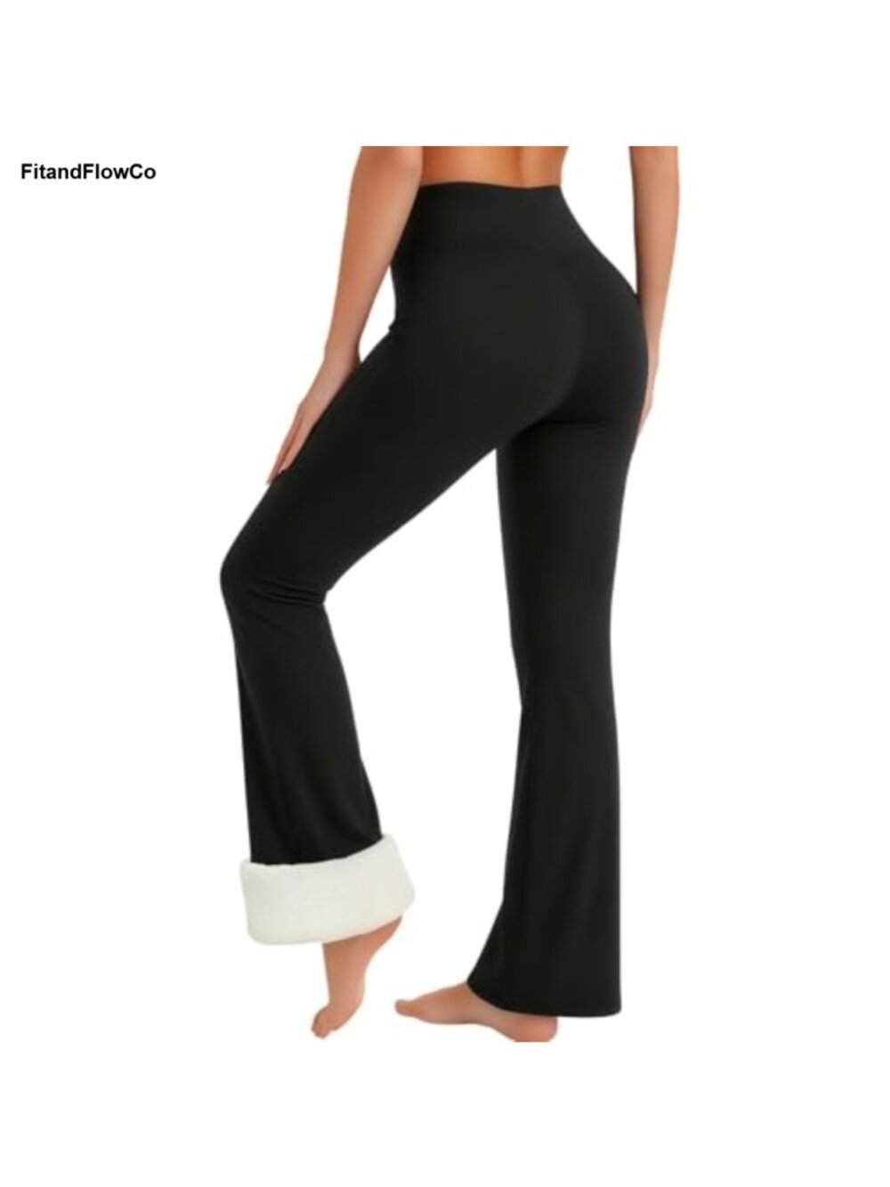 Fleece Lined High Waist Flare Leggings 4-Way Stretch Thermal